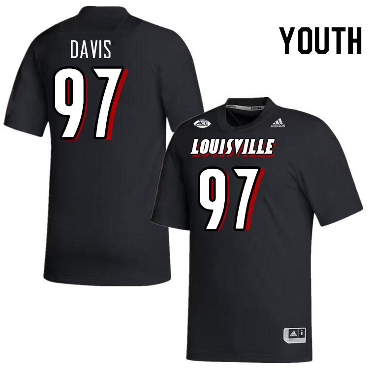 Youth #97 Maurice Davis Louisville Cardinals College Football Jerseys Stitched-Black